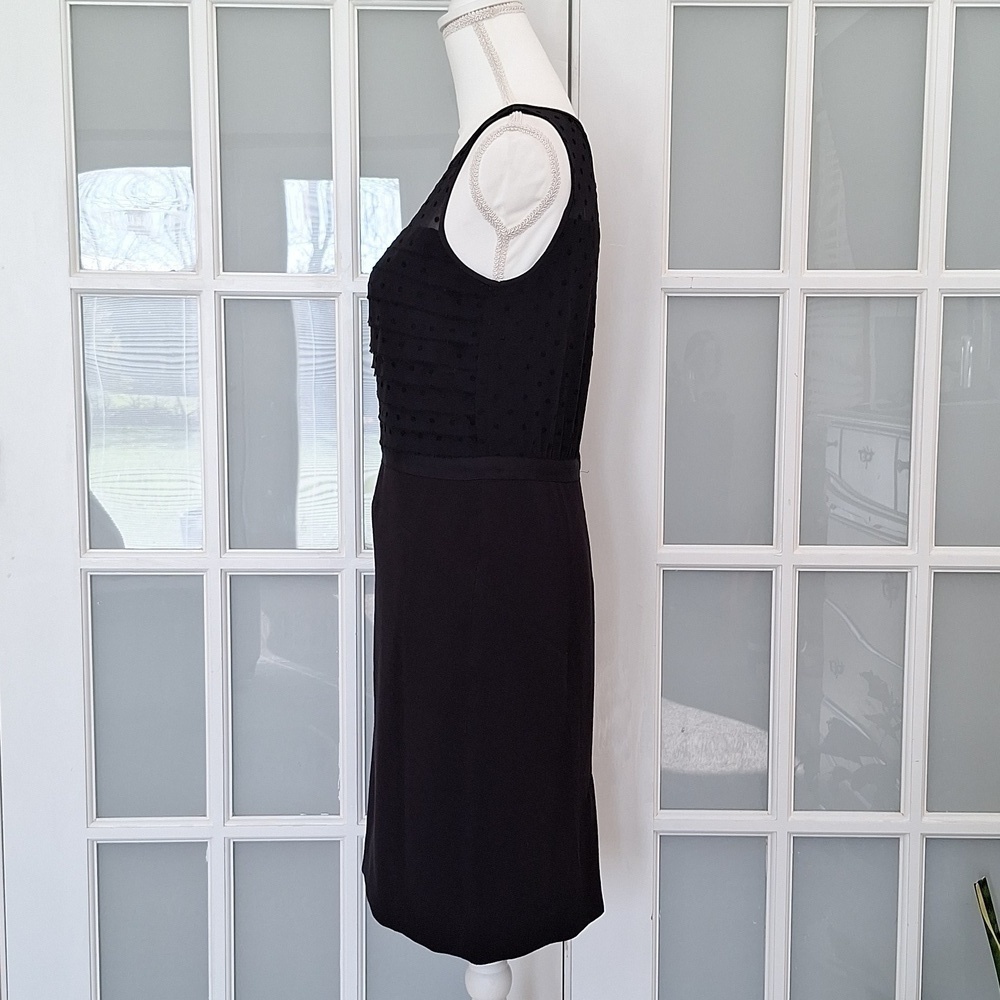 LOFT Black Polka Dot Layered Sheath Dress - Picture 5 of 14